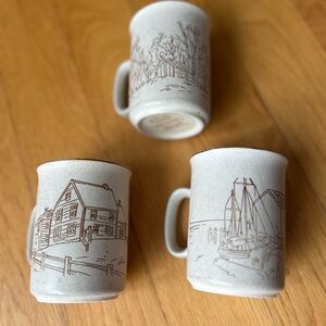 Vintage Coree Manoir Collection Stoneware Speckled Scenic Mug - Set of 3